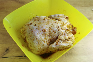 Курица гриль в духовке на вертеле целиком с корочкой