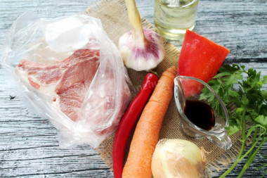 Острое мясо с овощами