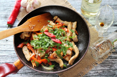 Острое мясо с овощами