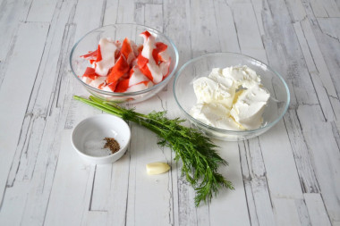 Тарталетки с сыром и чесноком с крабовыми палочками