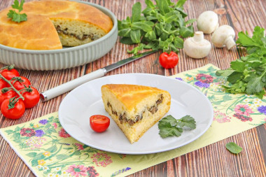 Заливной пирог с курицей и грибами