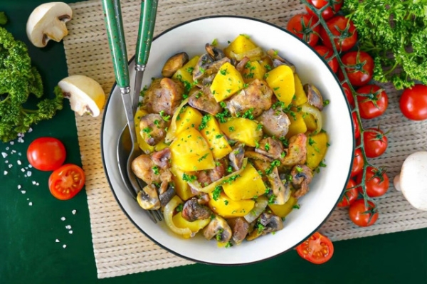 Картошка с мясом в аэрогриле