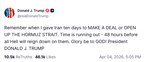 Трамп выдвинул 48-часовой ультиматум Ирану, крипторынок встревожен