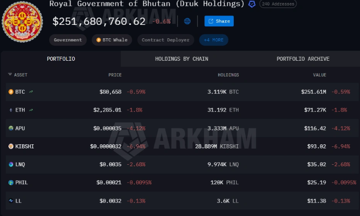 Бутан продал ещё 100 биткоинов. К сентябрю BTC-резерв может сократиться до нуля