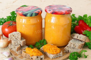 Кабачковая икра с майонезом и томатной пастой на зиму