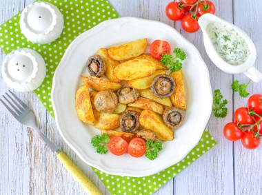 Картошка с грибами в аэрогриле