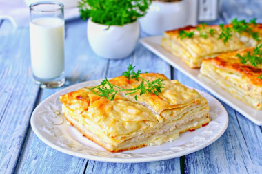 Ленивая ачма из лаваша с творогом и сыром