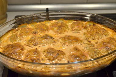 Ленивые голубцы с фаршем капустой и рисом в духовке