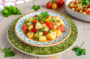 Овощное рагу с кабачками помидорами и картошкой