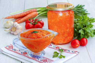 Икра из моркови с помидорами на зиму