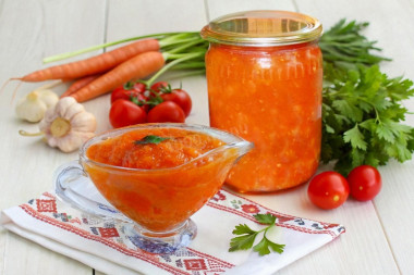 Икра из моркови с помидорами на зиму